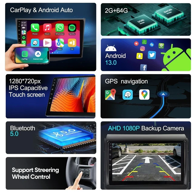 Alt view image 5 of 5 - Car Stereo Radio for Toyota Tacoma 2005-2015 with Carplay&Android Auto