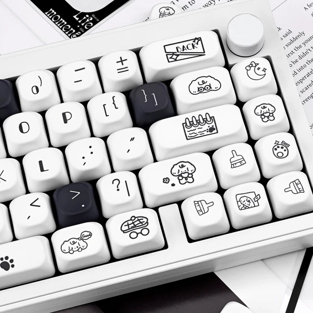 Alt view image 5 of 5 - ZERRIOY Cute Puppy Paws 130 Keys Black White PBT Dye-Sublimation Keycaps