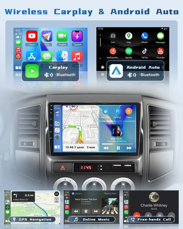 Alt view image 3 of 5 - Hikity 9"IPS Touch Screen Double Din Car Stereo for Toyota Tacoma 2005-2015