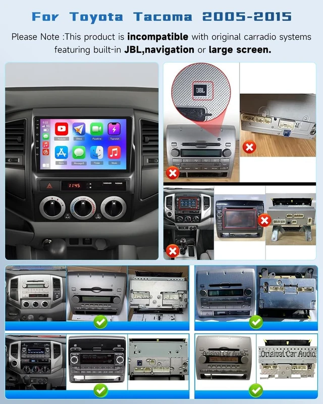 Alt view image 2 of 5 - Hikity 9"IPS Touch Screen Double Din Car Stereo for Toyota Tacoma 2005-2015