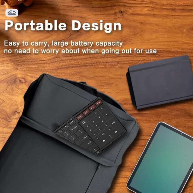 Alt view image 3 of 5 - JOMAA Foldable Bluetooth Keyboard, 4-Channel Wireless, Multi-Device Rechargeable with Touchpad and Numeric pad Travel Portable Keyboard for Laptop, Tablet Phone, Windows, Mac, Android, iOS