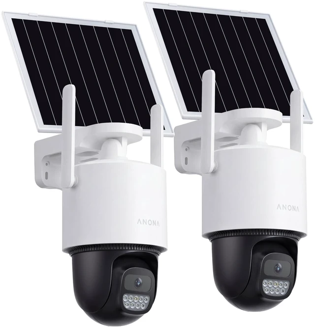 Main image of Anona Solar Security Camera Wireless Outdoor, 2.5K 4MP 360 Coverage PTZ Cameras, 24/7 AOV Recording, Color Night Vision, AI Human Detection, Auto Tracking, No Monthly Fee, IP66, 2.4GHz Wi-Fi, 2