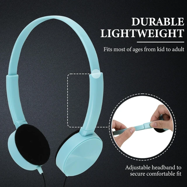 Alt view image 2 of 5 - GEEKRIA 12 Pack Wired Classroom Headphones, Adjustable On-Ear Headsets for Students, School, Library, Computer Lab & Testing Centers, Bulk Pack (Circle Earcups)
