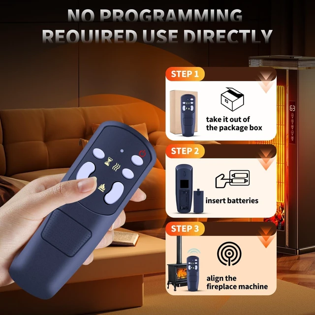 Alt view image 3 of 5 - FQOUG Replacement Remote Control for Touchstone 80011 Heidenfeld Electric Fireplace
