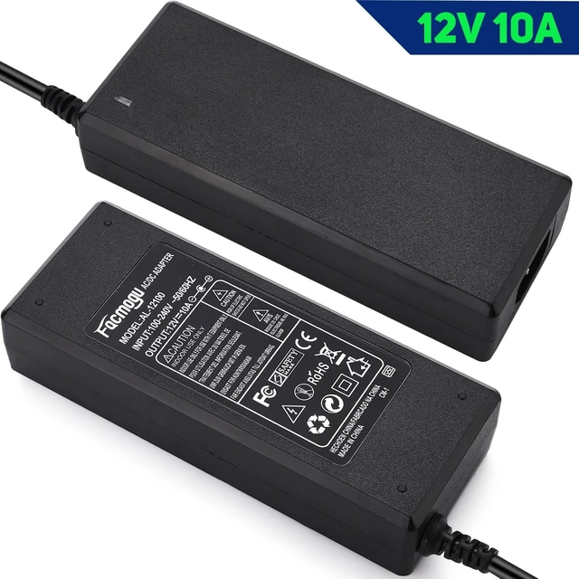 Alt view image 3 of 5 - Facmogu 12V Power Supply 10A 120W AC Adapter 100-240V 50-60HZ Transformer
