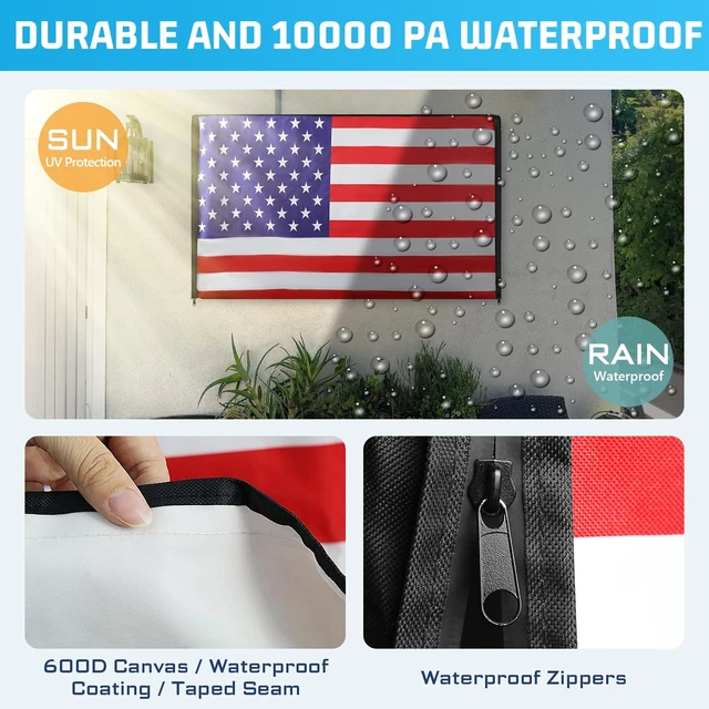 Alt view image 4 of 5 - Outdoor TV Cover 80-85 Inch Weatherproof, 600D Zipper Outside TV Covers