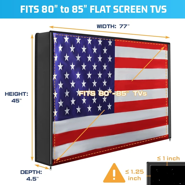 Alt view image 5 of 5 - Outdoor TV Cover 80-85 Inch Weatherproof, 600D Zipper Outside TV Covers