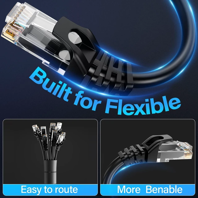 Alt view image 4 of 5 - TuokaJu Cat6 Ethernet Cable 10Gbps 10 ft (10 Pack), UTP Ethernet Cable Cat 6, Flexible Bare Copper Cat6 Cable, Cat 6 Network Cable for Server, Data Center, Black