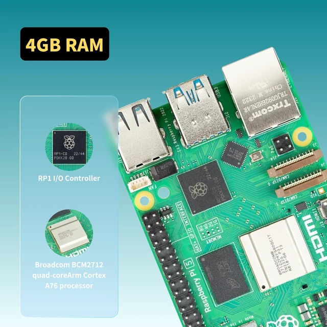 Alt view image 4 of 5 - iRasptek Starter Kit for Raspberry Pi 5 4GB-64GB RAM Edition of OS-Bookworm Pre-Loaded (Aluminum Case)