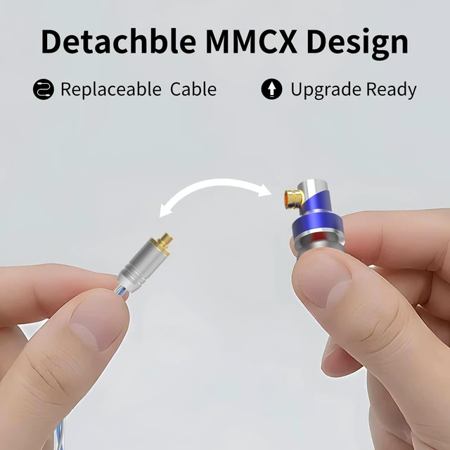 Alt view image 3 of 5 - GUAEIMO G4M4B1L HiFi IEMs, Wired in-Ear Monitors with Detachable MMCX Cable, Professional Audiophile Earbuds, Aluminum Shell & 4-Strand Silver-Plated Cable, 4.4mm No Mic Blue Silver