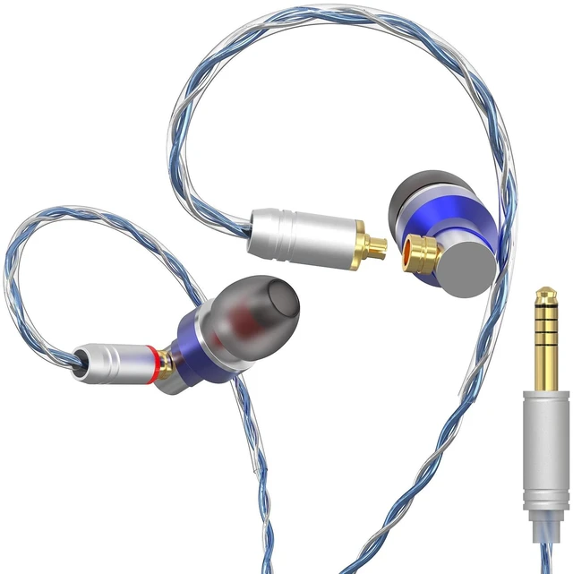 Main image of GUAEIMO G4M4B1L HiFi IEMs, Wired in-Ear Monitors with Detachable MMCX Cable, Professional Audiophile Earbuds, Aluminum Shell & 4-Strand Silver-Plated Cable, 4.4mm No Mic Blue Silver