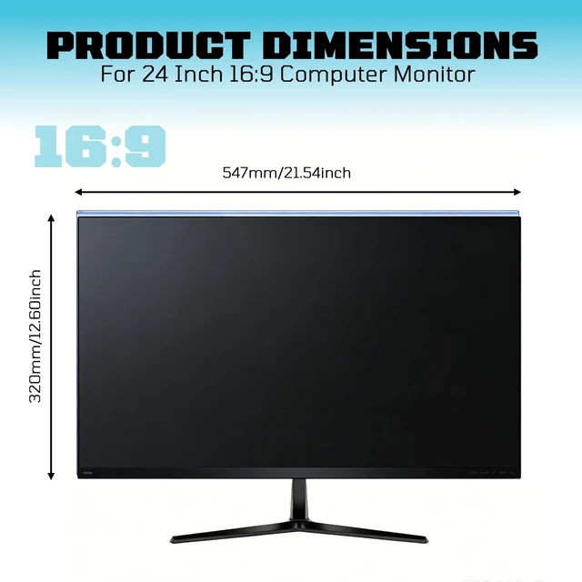 Alt view image 2 of 5 - SCRMMQH 24'' Inch Screen Protector for Monitor 16:9 Aspect Ratio Hanging Removable Screen Protector for Computer Monitor, Anti Glare Blue Light Filter, Eye Protection (24 inch 16:9/16:10)