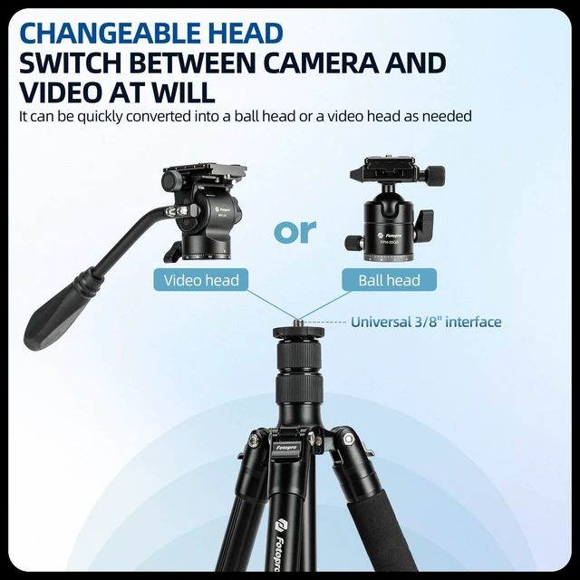 Alt view image 2 of 4 - Fotopro 73inch Camera Tripod Aluminum Monopod Detachable Lightweight Travel Tripod A4i Black (Without Ball Head)