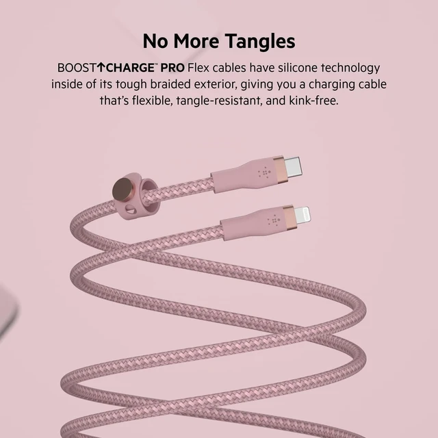Alt view image 4 of 5 - Belkin USB C to Lightning Braided Cable 6.6ft Fast iPhone Charger Cord