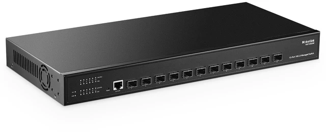 Main image of MokerLink 12 Port 10Gbps SFP+ Managed Switch, Support 1G SFP and 10G SFP+, 240Gbps Bandwidth L3 Managed Fiber Switch