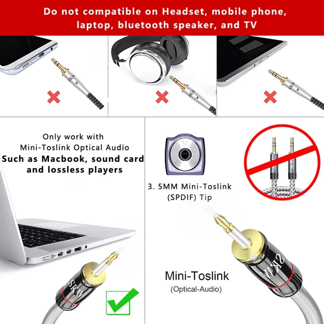 Alt view image 2 of 5 - SKW Mini Toslink to Toslink Optical Digital Audio Cable 9.8ft/3M