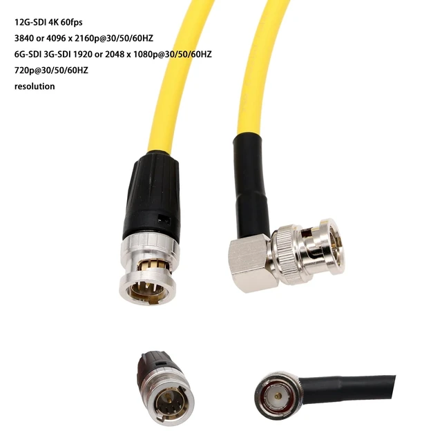 Alt view image 4 of 5 - HangTon Power SDI Cable for SmallHD 703 Bolt, Cine 5 7, 503U 703U, Transvideo Starlite Monitor, D-tap to 2-pin, Right Angle BNC, 60cm