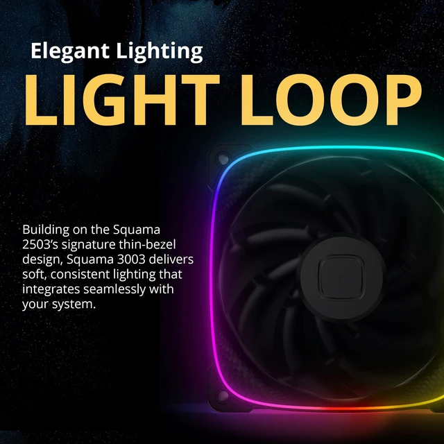 Alt view image 4 of 5 - Geometric Future Squama 3003-12 RGB PWM Fan - 120mm x 30mm High-Performance PC Case Fans, 84 CFM, 2.93 mmH2O, Double-Sided ARGB Lighting, Hydro Dynamic Bearing - Black, 3-Pack, GEO-S3003B-12T