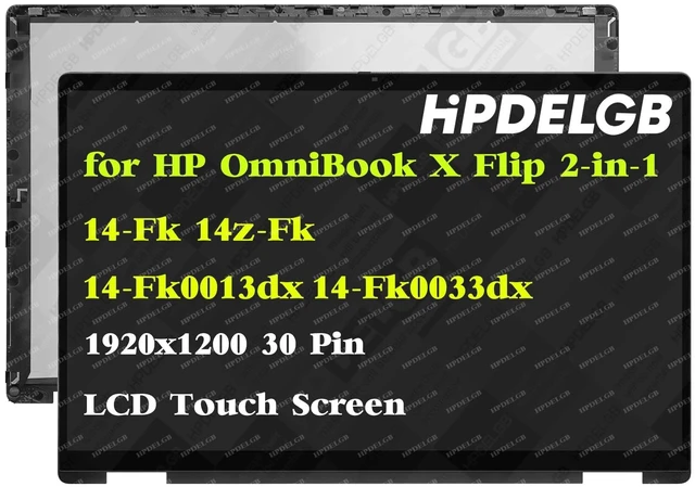 Main image of HPDELGB Replacement for HP OmniBook X Flip 2-in-1 14-fk0013dx 14-fk0033dx 14-fk 14z-fk 14-fk0000 1920x1200 30Pin Laptop LCD Touch Screen Digitizer Assembly Bezel Panel Non-OLED