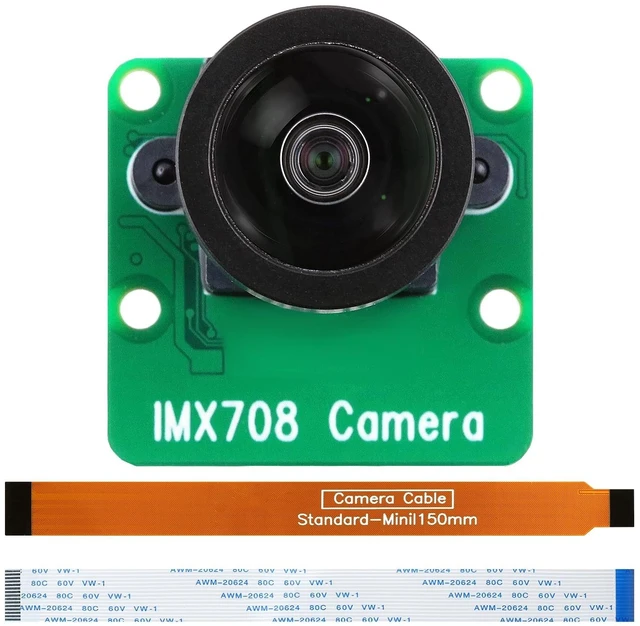 Main image of IMX708 12MP Camera Module with M12 Lens, 152 FOV Wide Angle Camera Manual Focus High Dynamic Range (HDR) Includes 22-22pin, 15-22pin Cable Compatible with Raspberry Pi 5/4B+/3B+/3B/Zero