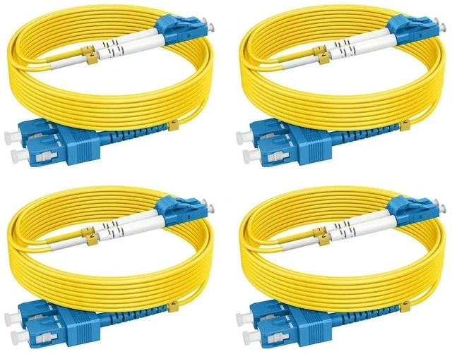 Main image of RamboCables-OS2 SC to LC Single Mode Fiber Patch Cables, 30ft/10m, 4Pack