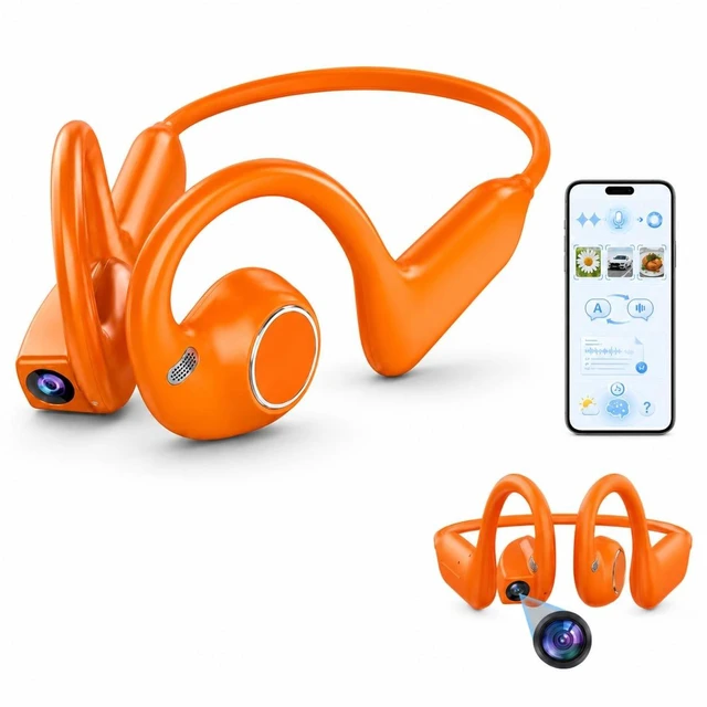 Main image of Shine Flares E12 Bone Conduction Headphones with Camera, 8MP AI Headset