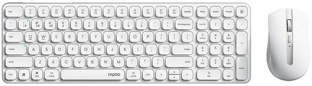Main image of Rapoo 9350S Multi-Device Keyboard and Mouse Combo, 2.4GHz/Bluetooth 5.0/4.0 Wireless Keyboard & Mouse Set for Windows/Mac/Linux/Chrome, Support 4 Devices, Rechargeable, Silent Click, White