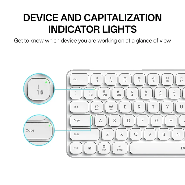 Alt view image 3 of 5 - Rapoo 9350S Multi-Device Keyboard and Mouse Combo, 2.4GHz/Bluetooth 5.0/4.0 Wireless Keyboard & Mouse Set for Windows/Mac/Linux/Chrome, Support 4 Devices, Rechargeable, Silent Click, White