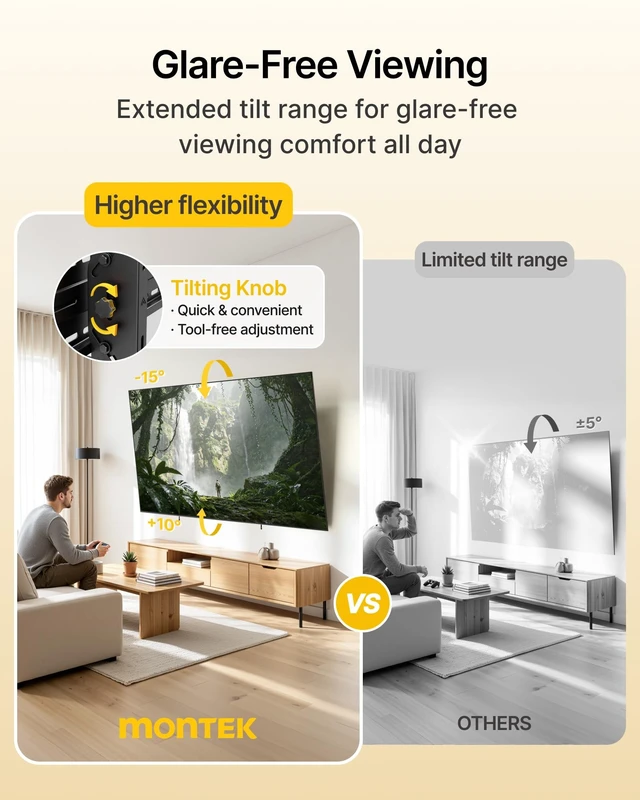 Alt view image 3 of 5 - monTEK Heavy Duty Tilting TV Wall Mount Bracket for 60-120" TVs, Max 330lbs