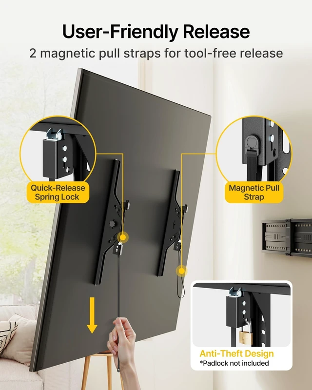 Alt view image 5 of 5 - monTEK Heavy Duty Tilting TV Wall Mount Bracket for 60-120" TVs, Max 330lbs