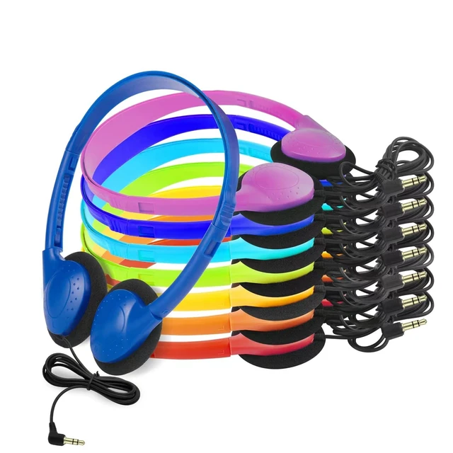 Alt view image 3 of 5 - CN-Outlet Classroom Headphones Bulk 64 Pack Multi Color Class Set for School Students Kids Children Toddler Boys Girls Teen and Adult