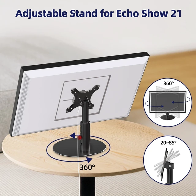 Alt view image 2 of 5 - WAWXH1314 Rotatable & Tiltable Stand for Echo Show 21 and 15 (1st, 2nd) Gen
