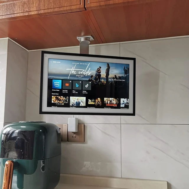 Alt view image 3 of 5 - ATOPCAENRT Versatile Under-Cabinet Mount for Echo Show 15 - Save Space and Customize Viewing Angles Silver 026-02 SX