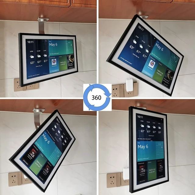 Alt view image 4 of 5 - ATOPCAENRT Versatile Under-Cabinet Mount for Echo Show 15 - Save Space and Customize Viewing Angles Silver 026-02 SX