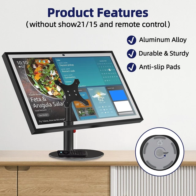 Alt view image 5 of 5 - WAWXH1314 Rotatable & Tiltable Stand for Echo Show 21 and 15 (1st, 2nd) Gen