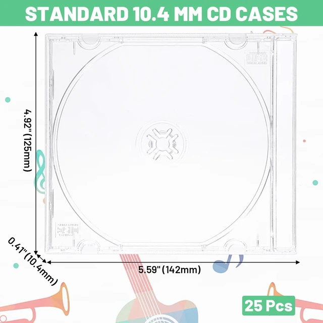 Alt view image 2 of 5 - 25 Pcs Plastic Cd Case, Clear Dvd Disc Cases, Clear Standard Jewel Cd Cases