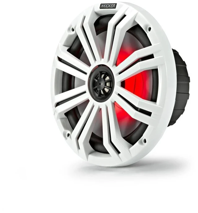Alt view image 5 of 5 - 2 Pair (Qty 4) of Kicker KM 8" 300 Watt Peak Power Marine Multi Color LED Coaxial Boat Speakers with Charcoal and White Grilles, Speaker Wire