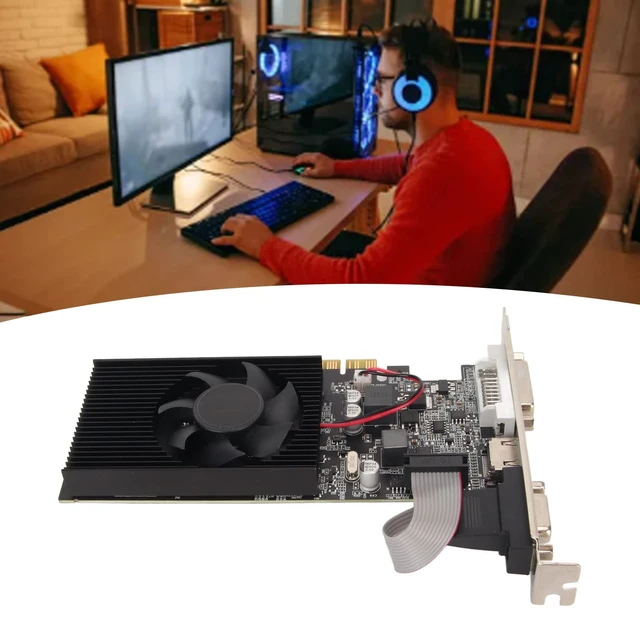 Alt view image 2 of 5 - SUNGOOYUE GT610 1GB DDR3 Graphics Card, Powerful Image Processing, PCI Express X16 2.0, DVI VGA HD Multimedia Interface, Cooling Fan for Silent