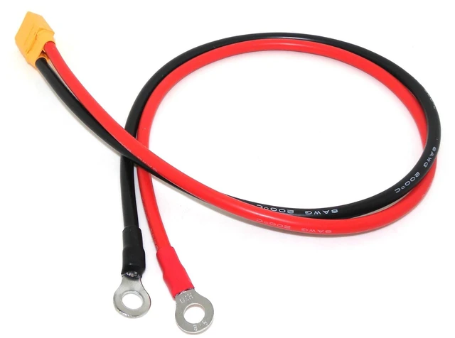 Alt view image 2 of 5 - XT90 Male to M8 8mm O-Ring Lug Cable, 1.6FT 8AWG High Current Silicone Wire Adapter for Battery Charging Power Inverter Solar Systems