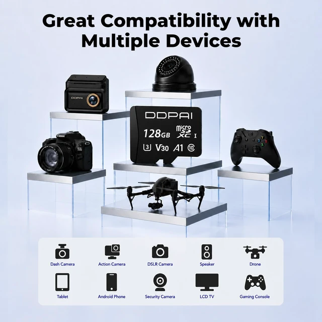 Alt view image 5 of 5 - DDPAI 128GB High Endurance microSD Card for Dash Cam, U3 V30 TF Card