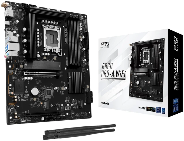 Main image of ASRock B860 Pro A WiFi 6E Intel Core Ultra DDR5 8666 MHz 256GB M.2 LGA1851 ATX Motherboard BIOS Flashback SATA3 6.0 Gb/s PCIe 5.0