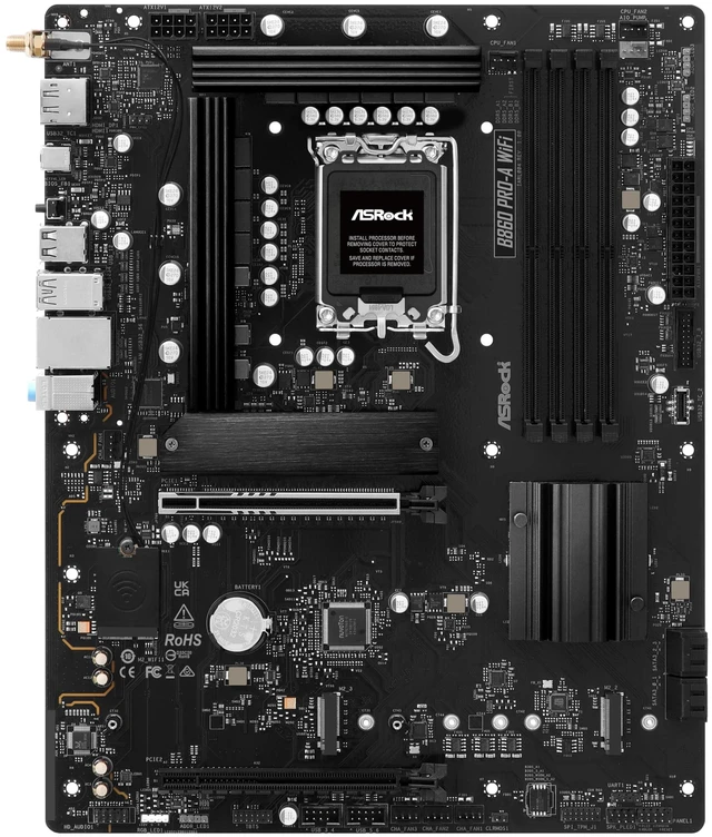 Alt view image 2 of 5 - ASRock B860 Pro A WiFi 6E Intel Core Ultra DDR5 8666 MHz 256GB M.2 LGA1851 ATX Motherboard BIOS Flashback SATA3 6.0 Gb/s PCIe 5.0