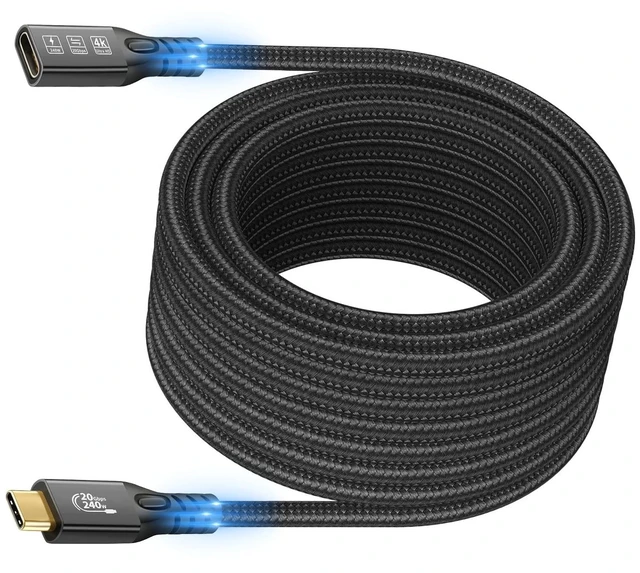 Main image of CHENLENIC 20Gbps USB C 3.2 Extension Cable, USBC 3.2 Gen2 Type-c Male to Female Extender Cable Ultra HD 4K@60Hz 240W Charging 20Gbps Data Transfer Compatible with External SSD eGPU (Extension 6M)