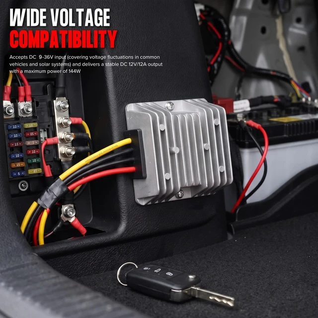 Alt view image 2 of 5 - Car Voltage Stabilizer DC9-36V to DC 12V 12A 144W Regulator Surge Protector