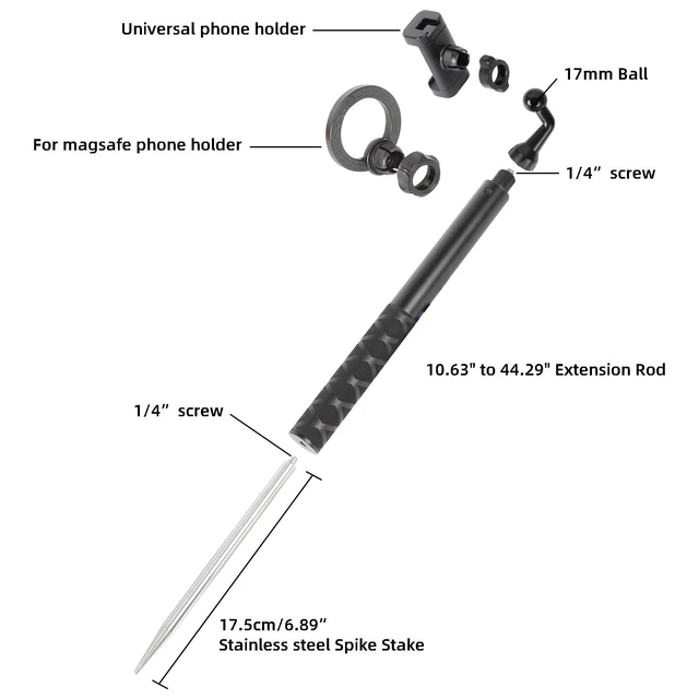 Alt view image 5 of 5 - Golf Tripod & Monopod 2-in-1 Phone Stand Holder with Spike Stake, 75" Extendable Selfie Stick Tripod for Recording Golf Swing, Magnetic Ground Mount for MagSafe & Smartphones - Stable Hands-Free Video