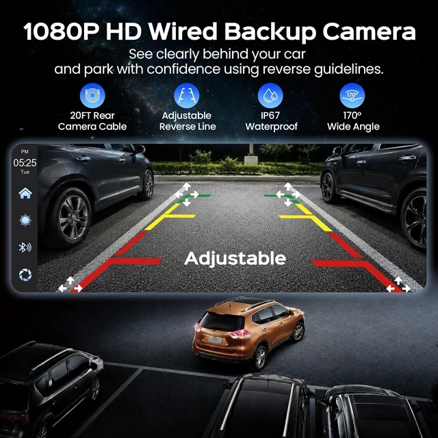 Alt view image 5 of 5 - 10.3-Inch HD Wireless CarPlay Screen for Car with Rotatable 4K Dash Cam