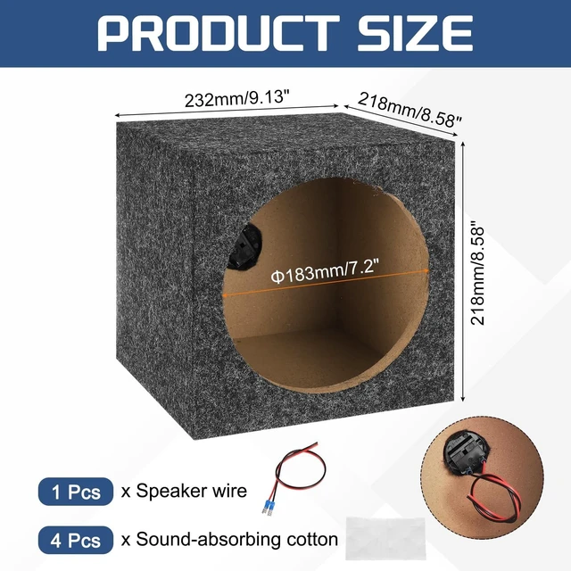 Alt view image 2 of 5 - MECCANIXITY 8 Inch Ported Wooden Speaker Enclosure, Single Vented, Gray