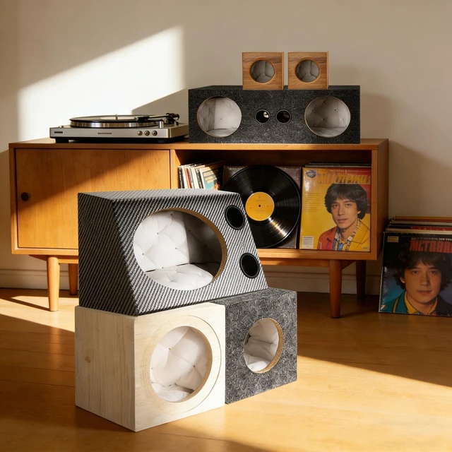 Alt view image 5 of 5 - MECCANIXITY 8 Inch Ported Wooden Speaker Enclosure, Single Vented, Gray