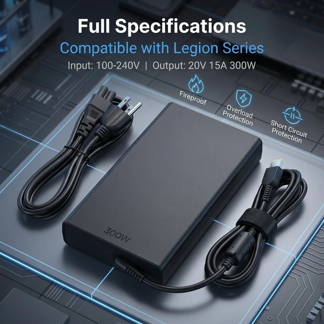 Alt view image 3 of 5 - FSJTD New Slim 300W Laptop Charger Compatible with Lenovo Legion 7 7i 5i 5P