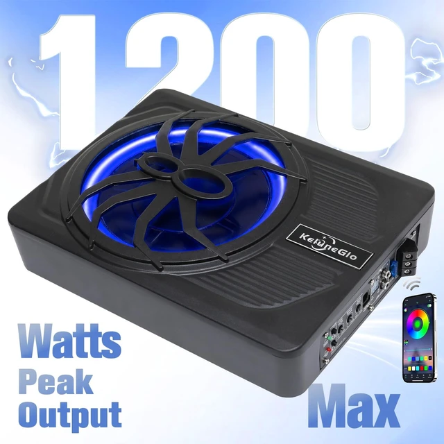 Alt view image 2 of 5 - AMEMONDORA 10 Inch Smart Powered Under Seat Car Subwoofer with APP Control, RGB Ambient Lighting, Built-in Amplifier, 1200W Max Low Profile Active Car Audio Bass Speaker for Truck, SUV, Jeep & Pickup